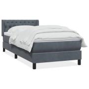 vidaXL Resårsäng med madrass mörkgrå 90x220 cm sammet