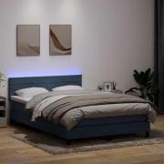vidaXL Resårsäng med madrass och LED mörkgrå 140x220 cm sammet