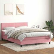 vidaXL Ramsäng med madrass rosa 160x220 cm sammet