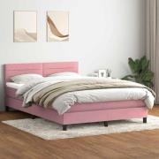 vidaXL Ramsäng med madrass rosa 160x220 cm sammet