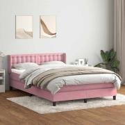 vidaXL Ramsäng med madrass rosa 140x210 cm sammet