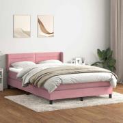 vidaXL Ramsäng med madrass rosa 160x220 cm sammet