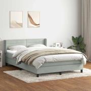 vidaXL Ramsäng med madrass ljusgrå 160x220 cm sammet