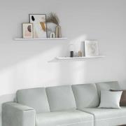 vidaXL Vägg hylla 2 pcs Vit marmor 100 x 9 x 3 cm Konstruerat trä