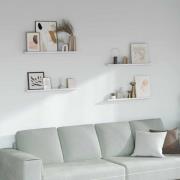 vidaXL Vägg hylla 4 pcs Vit marmor 80 x 9 x 3 cm Konstruerat trä