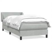 vidaXL Resårsäng med madrass ljusgrå 90x220 cm sammet