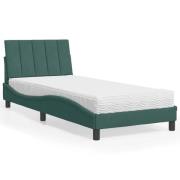 vidaXL Bed with Mattress "Hanko" Dark Green 90x190 cm Velvet