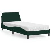 vidaXL Bed with Mattress "Dover" Dark Green 90x200 cm Velvet
