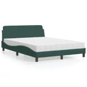 vidaXL Bed with Mattress "Dover" Dark Green 120x200 cm Velvet