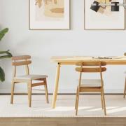 vidaXL Matstol 2 pcs Naturlig och ljus Massiv Gummiträ