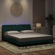vidaXL Bed Frame with LED without Mattress Dark Green 180x200 cm Velve...