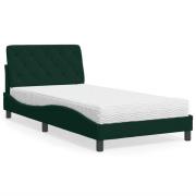 vidaXL Bed with Mattress Dark Green 100x200 cm Velvet