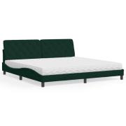 vidaXL Bed with Mattress Dark Green 200x200 cm Velvet