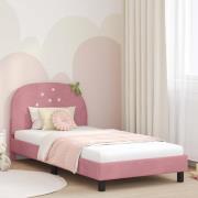 vidaXL Barnsängram med sänggavel Rosa 80 x 200 cm Sammet