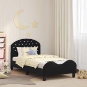 vidaXL Barnsängram med sänggavel Svart 80 x 160 cm Sammet