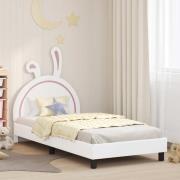 vidaXL Barnsängram med sänggavel med huvudgavel Vit 90 x 190 cm PU