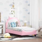 vidaXL Sängram för småbarn med huvudgavel Rosa 70 x 140 cm PU