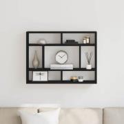 vidaXL Vägghylla svart ek 75x16x55 cm konstruerat trä