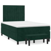 vidaXL Ramsäng med madrass mörkgrön 120x190 cm sammet