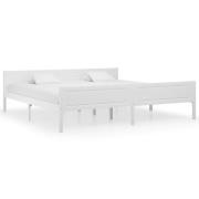 vidaXL Sängram massiv furu vit 200x200 cm
