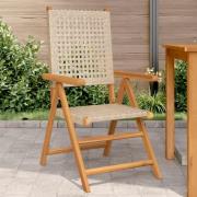 vidaXL Trädgårdsstolar 2 st beige massivt trä akacia och konstrotting
