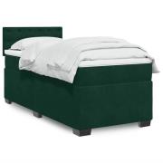 vidaXL Ramsäng med madrass mörkgrön 90x190 cm sammet