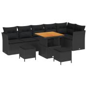 vidaXL Trädgårdsoffset 9 pcs Svart konstrotting