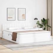 vidaXL Förvaringssäng med LED med led Ren Vit 180 x 200 cm Konstläder