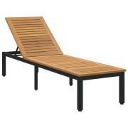 vidaXL Solsäng Reclining Svart 200 x 55 x 35 cm Massivt Akaciaträ