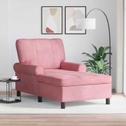vidaXL Chaise Lounge med kudde Rosa 91 x 157 x 91 cm Sammet
