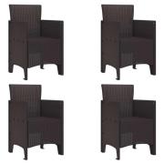vidaXL Trädgård Stol med kudde 4 pcs Brun 53 x 49 x 85 cm Polypropylen