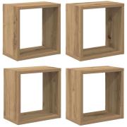 vidaXL Vägg hyllor med hylla Väggmonterad Artisan Ek Konstruerat trä