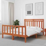 vidaXL Sängram Vaxbrun 205,5 x 155,5 x 100 cm Massiv furu