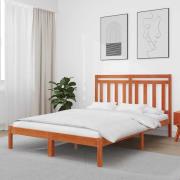 vidaXL Sängram Vaxbrun 205,5 x 155,5 x 100 cm Massiv furu