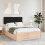 vidaXL Sängram med Klädd Huvudgavel Svart 120 x 200 cm Massiv furu