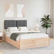 vidaXL Sängram med Klädd Huvudgavel Mörkgrå 120 x 190 cm Massiv furu