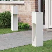 vidaXL Solcell LED-vägbelysning 2 pcs Vit Kallvalsat stål