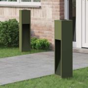 vidaXL Solcell LED-vägbelysning 2 pcs Olivgrön Kallvalsat stål