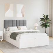 vidaXL Sängram med Klädd Huvudgavel Ljusgrå 120 x 200 cm Massiv furu