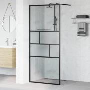 vidaXL Walk-in Duschvägg Svart 80 x 195 x 0.5 cm Glas och Aluminium