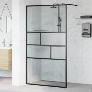 vidaXL Walk-in Duschvägg Svart 115 x 195 x 0,5 cm Glas och Aluminium