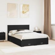 vidaXL Sängram med huvudgavel Svart 140 x 190 cm Konstruerat trä