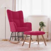 vidaXL Gungstol med fotpall vinröd sammet