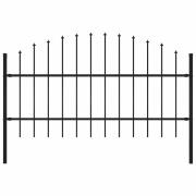vidaXL Trädgårdsstaket med spjutspets stål 181x100 cm svart