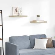 vidaXL Svävande vägghyllor 2 st ek 50x23x3,8 cm MDF