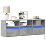 vidaXL Väggmonterad tv-bänk LED betonggrå 130x31x45 cm