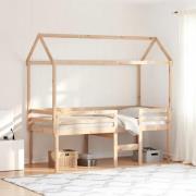 vidaXL Hög säng med tak 75x190 cm massiv furu