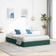 vidaXL Förvaringssäng med huvudgavel Mörkgrön 140 x 190 cm Sammet