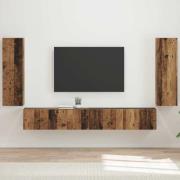 vidaXL TV väggskåp set Väggmonterad 4 pcs Gammalt trä Konstruerat trä
