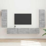 vidaXL TV-bänkset Väggmonterad 4 pcs Betonggrå Konstruerat trä